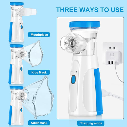 Portable Mesh Nebulizer Mini Vaporizers Handheld Atomizers For Adults And Children,Ultrasonic Humidifier For Home And Travel Use, Steam Mesh Inhalators
