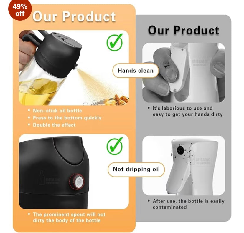 2-in-1 Oil Dispenser - Glass, Spray and Pour Design FREE DELIVERY ALL KERALA